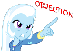 Size: 8000x5501 | Tagged: safe, artist:sir-teutonic-knight, derpibooru import, trixie, equestria girls, absurd resolution, ace attorney, crossover, objection, phoenix wright, simple background, transparent background, vector