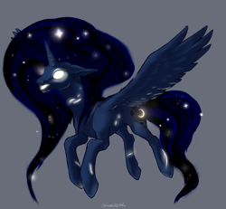 Size: 1300x1200 | Tagged: safe, artist:unicornkettle, princess luna, alicorn, pony, glowing eyes, simple background, solo