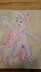 Size: 600x1067 | Tagged: safe, artist:discerningdragon, derpibooru import, trixie, pony, unicorn, female, mare, newbie artist training grounds, solo, traditional art