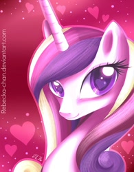 Size: 800x1026 | Tagged: safe, artist:rebecka-chan, princess cadance, alicorn, pony, heart eyes, solo, wingding eyes