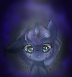 Size: 498x539 | Tagged: safe, artist:sakuracheetah, princess luna, alicorn, pony, crying, filly, sad, solo, woona