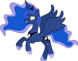 Size: 8189x6400 | Tagged: safe, artist:parclytaxel, princess luna, alicorn, pony, .svg available, absurd resolution, prancing, simple background, solo, transparent background, vector