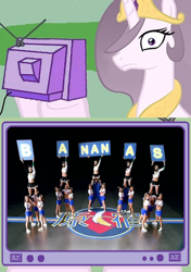 Size: 564x800 | Tagged: safe, princess celestia, alicorn, pony, banana, exploitable meme, gwen stefani, hollaback girl, meme, music, obligatory pony, princess molestia, tv meme, youtube