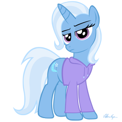 Size: 2000x2000 | Tagged: safe, artist:viktornewman, derpibooru import, trixie, clothes, high res, hoodie