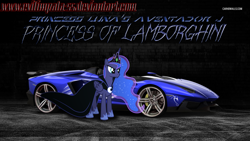 Size: 1366x768 | Tagged: safe, artist:chevrolet-evilimpala, princess luna, alicorn, pony, car, lamborghini, lamborghini aventador j, solo