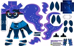 Size: 3954x2453 | Tagged: safe, artist:eljoeydesigns, princess luna, alicorn, pony, belly button, gamer luna, glasses, paper pony, papercraft