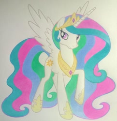 Size: 890x918 | Tagged: safe, artist:muffin mane, princess celestia, alicorn, pony, photo, solo, traditional art