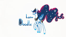 Size: 1280x720 | Tagged: artist needed, safe, princess luna, alicorn, pony, female, horn, lunadoodle, mare, solo