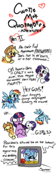 Size: 800x2432 | Tagged: safe, artist:spurkeht, color edit, derpibooru import, edit, applejack, rainbow dash, rarity, trixie, twilight sparkle, earth pony, pegasus, pony, unicorn, comic:cwotie mok quosardees adventures, colored, comic, facial hair, moustache, teary eyes, television