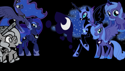 Size: 1366x768 | Tagged: safe, artist:moonfire-dovahkiin, nightmare moon, princess luna, alicorn, pony, season 1, cutie mark, filly, simple background, vector, wallpaper, woona