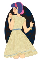 Size: 600x927 | Tagged: safe, artist:french-teapot, bon bon, sweetie drops, human, clothes, dress, female, humanized, solo