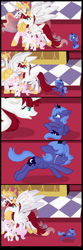 Size: 2975x9000 | Tagged: safe, artist:annakitsun3, prince solaris, princess celestia, princess luna, oc, oc:fausticorn, alicorn, pony, cewestia, comic, cruel, crying, cute, filly, lauren faust, ponified, sad, woona, woonabuse