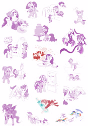Size: 2560x3659 | Tagged: safe, artist:dstears, derpibooru import, apple bloom, granny smith, gummy, pinkie pie, princess celestia, princess luna, rainbow dash, rarity, sci-twi, starlight glimmer, tank, trixie, twilight sparkle, twilight velvet, unicorn twilight, oc, oc:fausticorn, oc:red (transistor), alicorn, bear, earth pony, pegasus, pony, unicorn, :c, :t, adorable distress, adorabloom, alicorn oc, angry, animal costume, beam, black vine, boots, box, buzzsaw, cake, cewestia, chase, chu, clothes, cloud, confetti, connect four, costume, cross, crossover, crying, cute, cutie mark, diatrixes, dragging, dream, eyes closed, eyeshadow, female, fight, filly, flying, foal, food, frosting, frown, future twilight, glare, glasses, glimmerbetes, glowing horn, goggles, grin, gritted teeth, hair bun, hair dye, happy, hat, headset, heart, high heel boots, high heels, hoof hold, hug, lab coat, legs in air, levitation, lidded eyes, limited palette, looking at you, mad scientist, magic, magic trick, makeup, mane dye, mane swap, mare, miniskirt, mirror, newbie artist training grounds, one eye closed, open mouth, peeking, pigtails, pink-mane celestia, platform heels, pleated skirt, plot, pointing, ponified, prone, puffy cheeks, pull the lever kronk!, pun, rage, raribetes, ray gun, red (transistor), refrigerator, running, science, shoes, sign, simple background, sitting, sketch, sketch dump, skirt, sleeping, smiling, sneaking, sofa, space channel 5, spanish inquisition, spit take, sploot, spread wings, squee, stool, sword, table, telekinesis, the cmc's cutie marks, the emperor's new groove, thinking, thought bubble, thread, throwing, tongue out, transistor, twiabetes, ulala, unamused, underhoof, vine, wall of tags, weapon, white background, wide eyes, winghug, wings, wink, woona, worried, young granny smith, younger