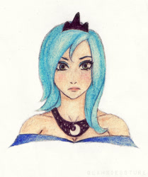 Size: 903x1081 | Tagged: safe, artist:glamist, princess luna, human, humanized, solo, traditional art