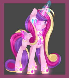 Size: 747x843 | Tagged: safe, artist:camellia, princess cadance, alicorn, pony, cyberpunk, female, glowing horn, hmd, mare, science fiction, solo