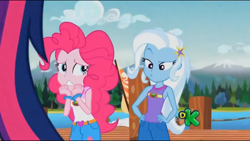 Size: 1920x1086 | Tagged: safe, derpibooru import, screencap, pinkie pie, trixie, equestria girls, legend of everfree, discovery kids