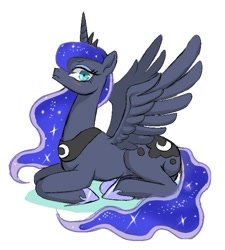 Size: 600x667 | Tagged: safe, artist:susu, princess luna, alicorn, pony, female, horn, mare, simple background, solo