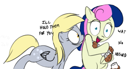 Size: 565x304 | Tagged: safe, artist:furseiseki, bon bon, derpy hooves, sweetie drops, pegasus, pony, female, mare, muffin