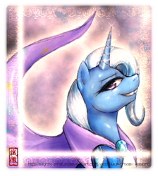 Size: 424x473 | Tagged: safe, artist:slightly-stratus, derpibooru import, trixie, pony, unicorn, blue coat, female, horn, mare, solo, two toned mane