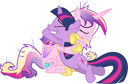 Size: 5720x3770 | Tagged: safe, artist:90sigma, princess cadance, twilight sparkle, alicorn, pony, a canterlot wedding, duo, hug, simple background, transparent background, vector