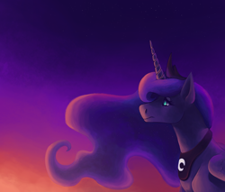 Size: 1224x1044 | Tagged: safe, artist:6ghost, princess luna, alicorn, pony, night, solo, stars