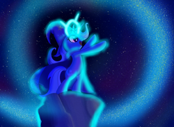 Size: 2200x1600 | Tagged: safe, artist:atmosseven, derpibooru import, trixie, pony, unicorn, disney, fantasia, female, glow, mare, solo, stars