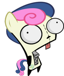 Size: 610x730 | Tagged: safe, bon bon, sweetie drops, earth pony, pony, female, gir, invader zim, mare