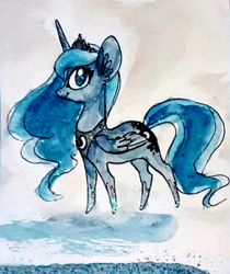 Size: 329x392 | Tagged: safe, artist:nekobite, princess luna, alicorn, pony, solo, traditional art, watercolor painting