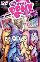 Size: 1041x1600 | Tagged: safe, derpibooru import, idw, apple bloom, applejack, fluttershy, rarity, trixie, earth pony, pegasus, pony, unicorn, comic cover, female, mare, portuguese