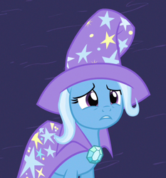 Size: 670x720 | Tagged: safe, derpibooru import, screencap, trixie, pony, cropped, sad, solo