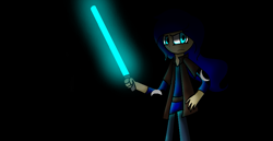 Size: 919x475 | Tagged: safe, artist:littleangel190, princess luna, human, humanized, jedi, lightsaber, solo, star wars