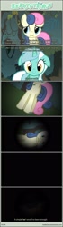 Size: 1063x3821 | Tagged: safe, artist:tritebristle, bon bon, lyra heartstrings, sweetie drops, earth pony, pony, unicorn, comic:heartstrings, comic, dialogue, duo, everfree forest, faint, floppy ears, looking at each other, offscreen character, open mouth, pov