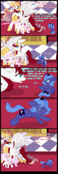 Size: 2975x9000 | Tagged: safe, artist:annakitsun3, prince solaris, princess celestia, princess luna, oc, oc:fausticorn, alicorn, pony, cewestia, comic, crying, cute, filly, lauren faust, ponified, sad, woona, woonabuse