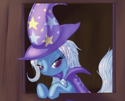 Size: 719x582 | Tagged: safe, artist:cocolli, derpibooru import, trixie, pony, unicorn, female, leaning, mare, solo