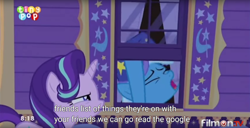 Size: 1900x975 | Tagged: safe, derpibooru import, screencap, starlight glimmer, trixie, pony, to where and back again, google, meme, youtube caption