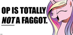 Size: 1040x508 | Tagged: safe, princess cadance, alicorn, pony, cadance laughs at your misery, exploitable meme, meme, obligatory pony, op is a faggot, solo, vulgar