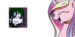 Size: 1040x508 | Tagged: safe, princess cadance, alicorn, pony, cadance laughs at your misery, cave story, exploitable meme, laughing, literal, meme, misery, obligatory pony, pun, visual pun