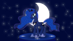 Size: 1920x1080 | Tagged: safe, artist:hopskocz, artist:mindlessrowley, princess luna, alicorn, pony, constellation, female, mare, moon, pedestal, solo, statuette, vector, wallpaper