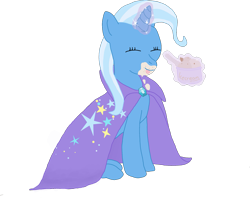 Size: 1887x1493 | Tagged: safe, artist:jeannedeart, derpibooru import, trixie, pony, unicorn, blue coat, female, horn, ice cream, mare, solo, two toned mane