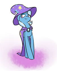 Size: 889x1103 | Tagged: safe, artist:umbreow, derpibooru import, trixie, pony, unicorn, simple background, smug, solo, trixie's hat, white background