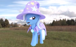 Size: 3840x2400 | Tagged: safe, artist:lavik1988, derpibooru import, trixie, pony, unicorn, 3d, female, irl, mare, photo, ponies in real life, solo, trixie's cape, trixie's hat