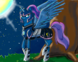 Size: 1024x819 | Tagged: safe, artist:no-shining-knight, princess luna, alicorn, pony, armor, helmet, solo