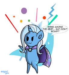 Size: 1115x1215 | Tagged: safe, artist:zsparkonequus, derpibooru import, part of a series, part of a set, trixie, pony, unicorn, :3, cute, cutie mark, dialogue, female, mare, miniponi, simple background, solo