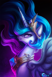 Size: 832x1222 | Tagged: safe, artist:cizu, princess celestia, alicorn, pony, crown, female, jewelry, mare, peytral, portrait, regalia, solo