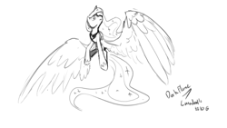 Size: 1280x720 | Tagged: safe, artist:darkflame75, princess luna, alicorn, pony, lunadoodle, monochrome, solo