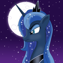 Size: 3000x3000 | Tagged: safe, artist:sadlylover, princess luna, alicorn, pony, moon, night, night sky, portrait, solo, stars