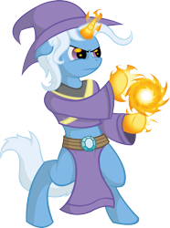 Size: 2221x2990 | Tagged: safe, artist:anders-art, derpibooru import, trixie, pony, bipedal, clothes, high res, magic, solo