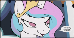 Size: 853x445 | Tagged: safe, artist:furseiseki, edit, princess celestia, alicorn, pony, bedroom eyes, solo, that is my fetish