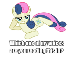 Size: 774x584 | Tagged: safe, bon bon, sweetie drops, earth pony, pony, bedroom eyes, cutie mark, damn sexy pose, female, hooves, image macro, lying down, mare, meta, simple background, smiling, solo, teeth, text, white background