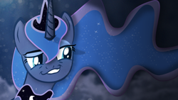 Size: 1920x1080 | Tagged: safe, artist:ahmedooy, princess luna, alicorn, pony, smugdash, solo, wallpaper